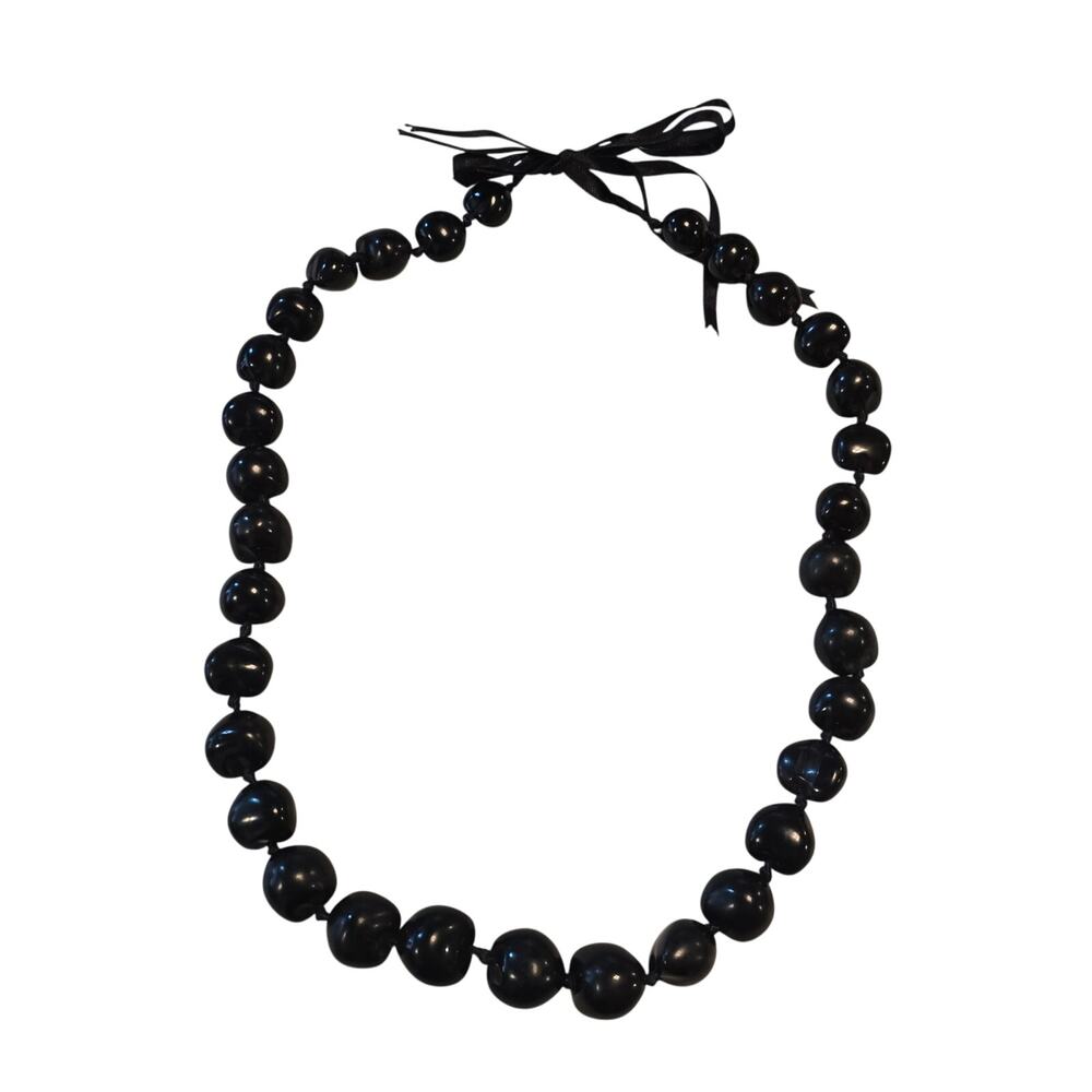 Kukui Nut Lei Necklace Black/Brown Beaded Necklace Wood Jewelry‎ Hawaiian Hawaii
